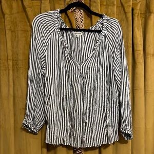 Max Studio Gray and White Striped Blouse
